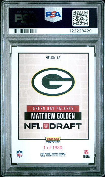 Graded 2025 Panini Instant Matthew Golden #NFLDN12 NFL Draft Night Rookie RC Football Card PSA 10 Gem Mint