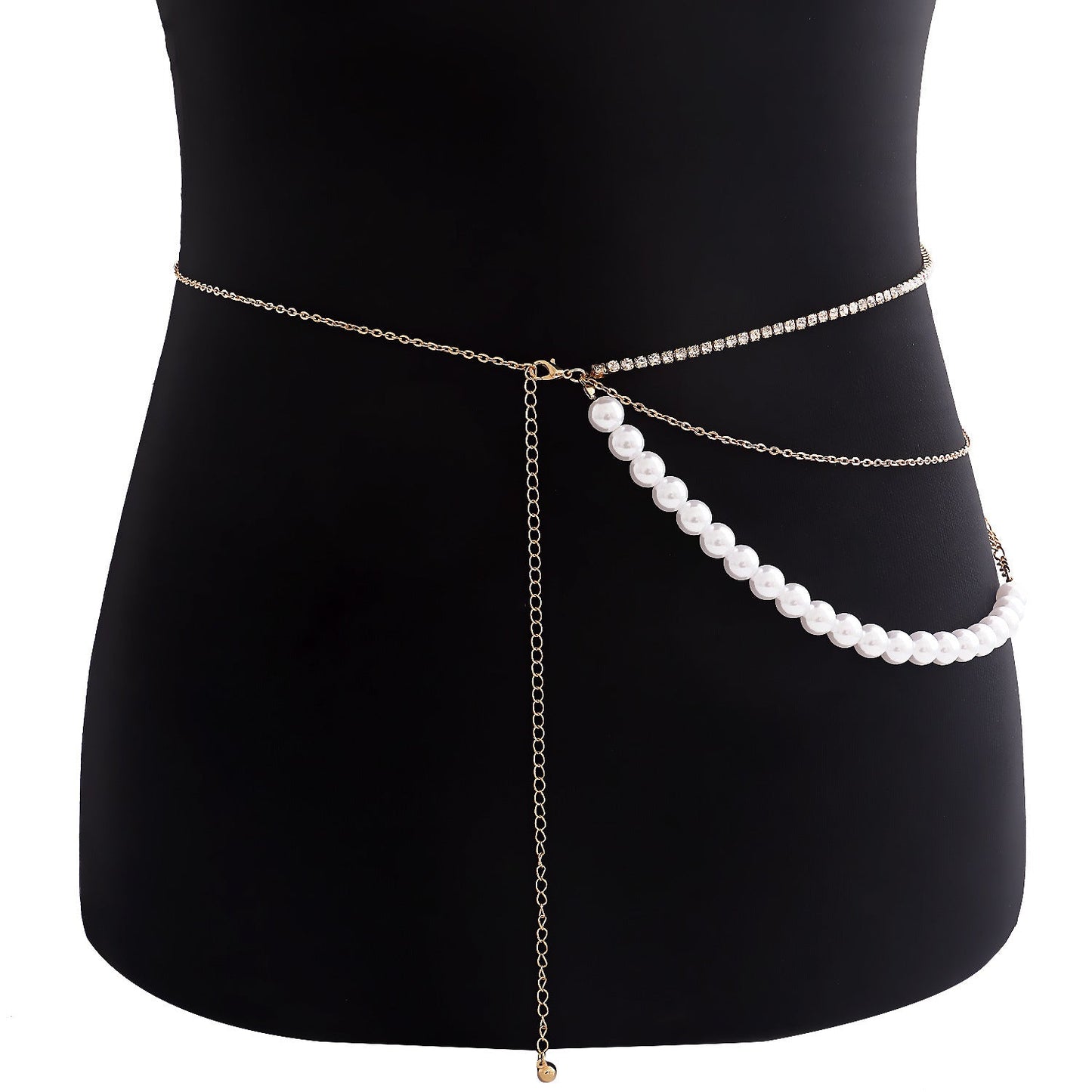 Punk Hip Hop Multi-layer Metal Rhinestone Waist Chain