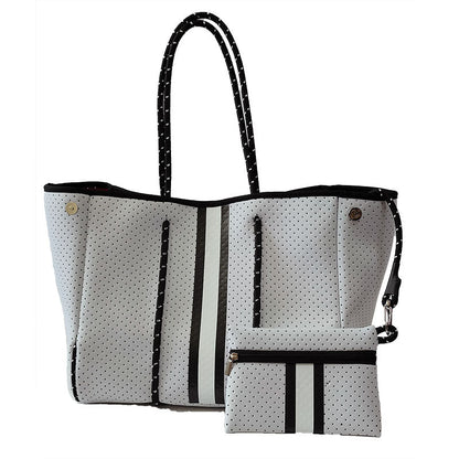 Neoprene Perforated Tote Set – Mother-Child Beach Bag, Water-Resistant Gym & Swim Duffle