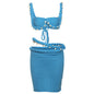 Wind summer fashion creative street sexy babes sleeveless navel knitted skirt set