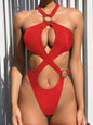 One-piece Swimsuit Halter Bikini Swimsuit Women's Cross Swimsuit Solid Color Bikini