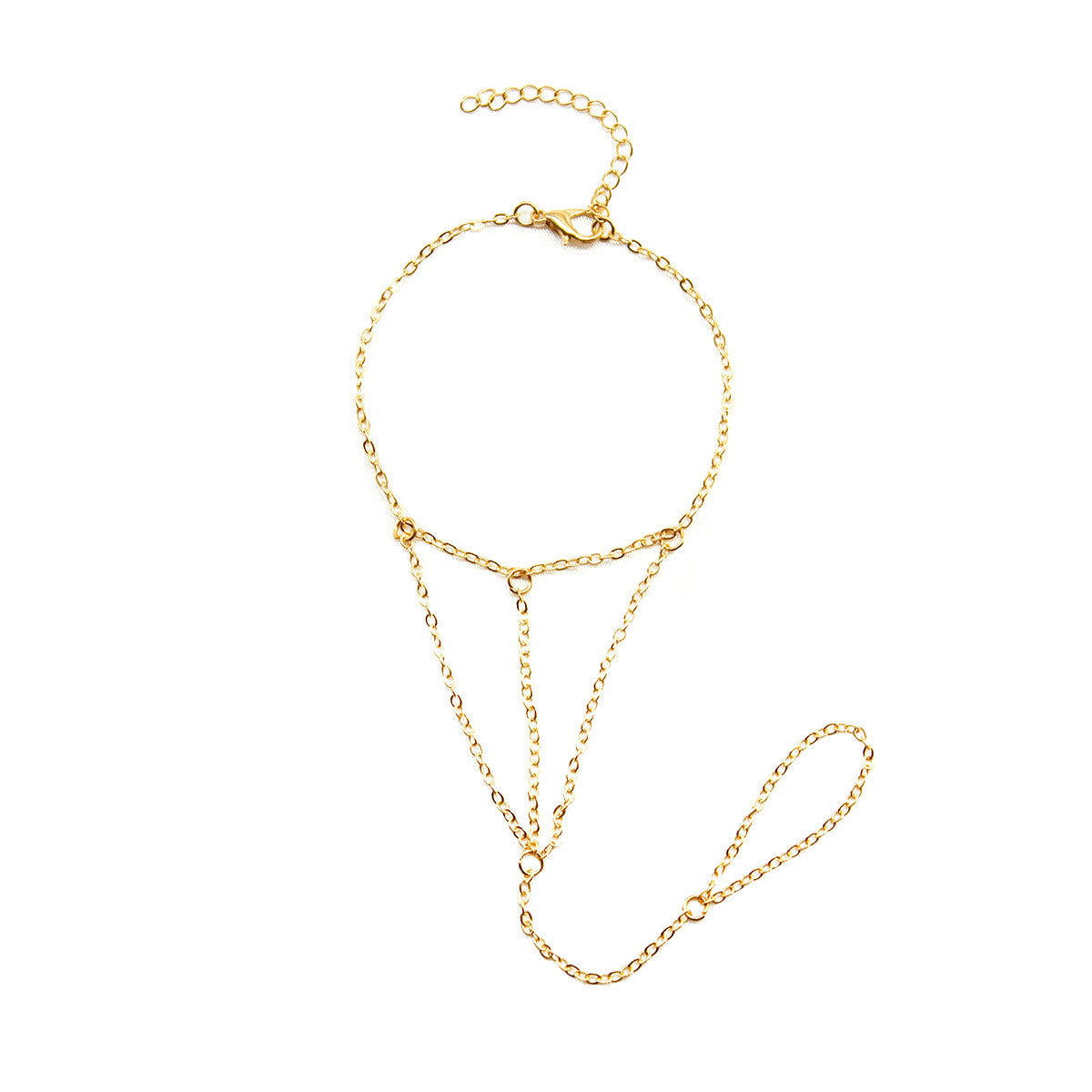 Punk Finger Ring Chain Bracelet