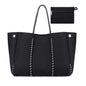 Camo Leopard Black Print Beach Tote – Women’s Neoprene Travel Bag, Diving Fabric Casual Handbag