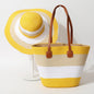 Striped Woven Straw Bag – Summer Large Handheld Tote, Shoulder Commuter Purse