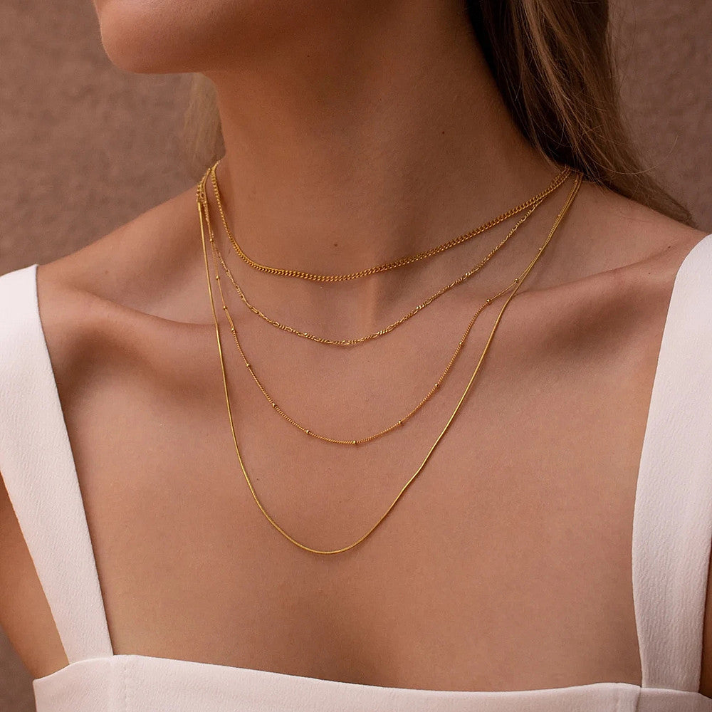 Four Layered Bead Chain Necklaces Women