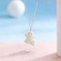 Cute 3D Flocked Resin Dog Pendant Necklace Autumn Winter Mini Animal Clavicle Chain