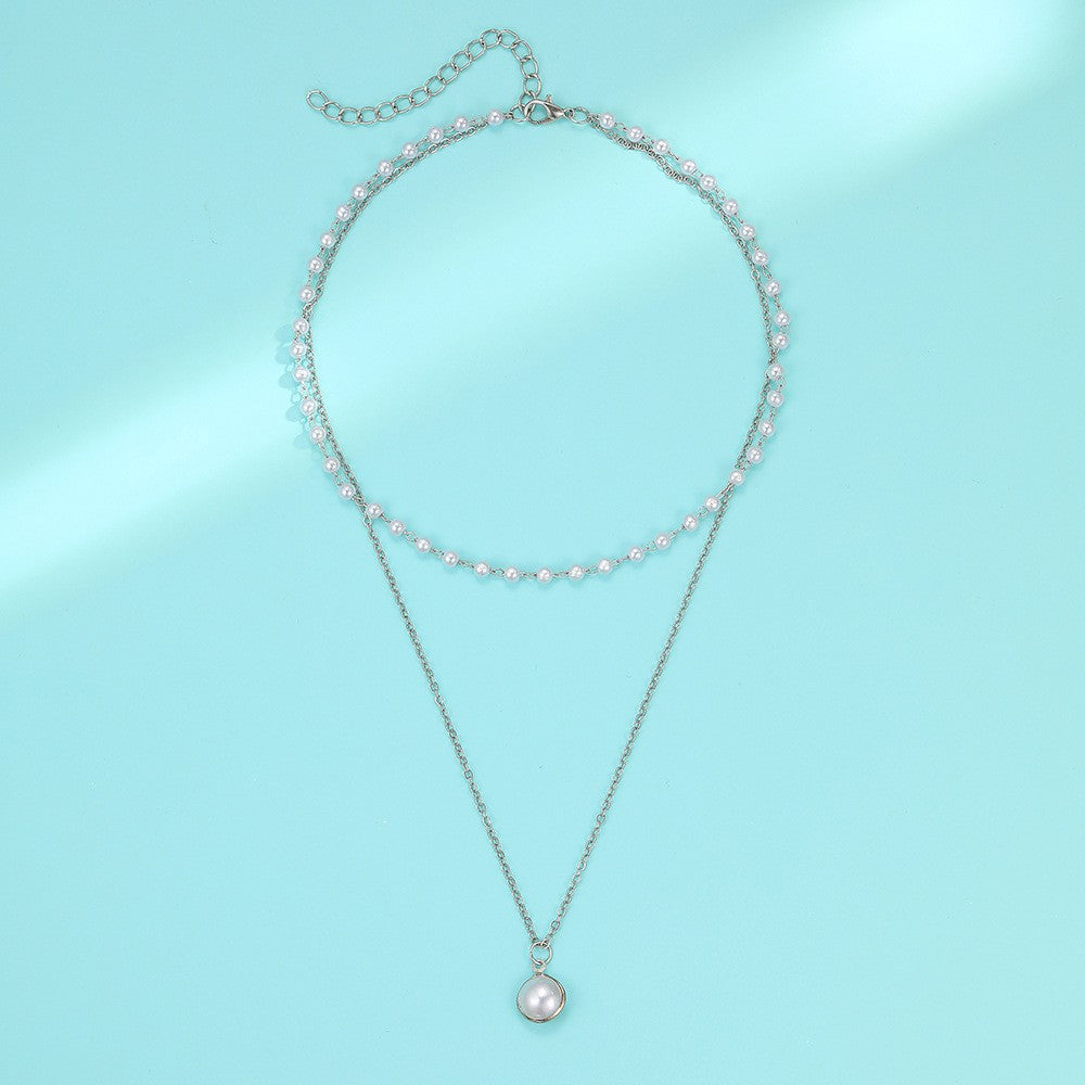 Pearl Pendant Multi-layer Necklace Stylish Women
