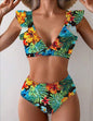 Women's Printed High Waist Bikini Two Piece Sexy Separate Swimwear