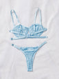 INS Internet Celebrity Lace Embroidery Mesh See through Sexy Lingerie 2 piece Set