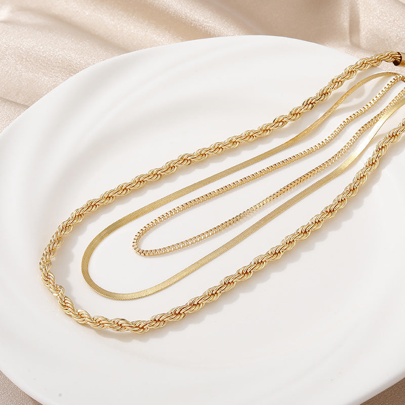 Multi Layered Twists Chain Necklaces