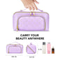 Chessboard double pillow cosmetic bag, multifunctional waterproof toilet bag, makeup bag with compartments,