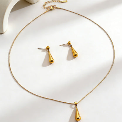 Fashion Luxury Minimalist Stainless Steel Water Drop Pendant Necklace Women Dainty Clavicle Chain