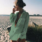 Crinkled Fabric Shirt Beach Cover-Up ¨C Casual Sun Protection Dress, Vacation Swimsuit Outerwear