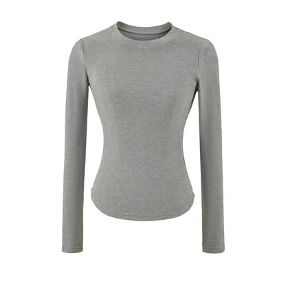 Hourglass Waist Long Sleeve T-Shirt beige