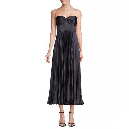 Satin Pleated Tube Dress