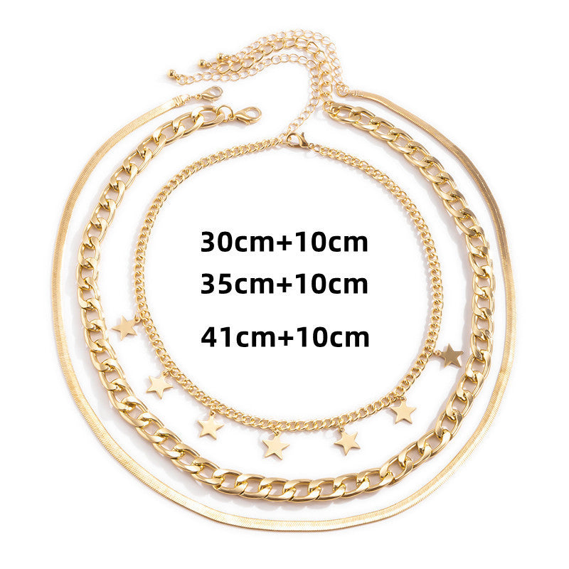 Star Charm Pendants Punk Handmade Multi Layer Chains Necklaces