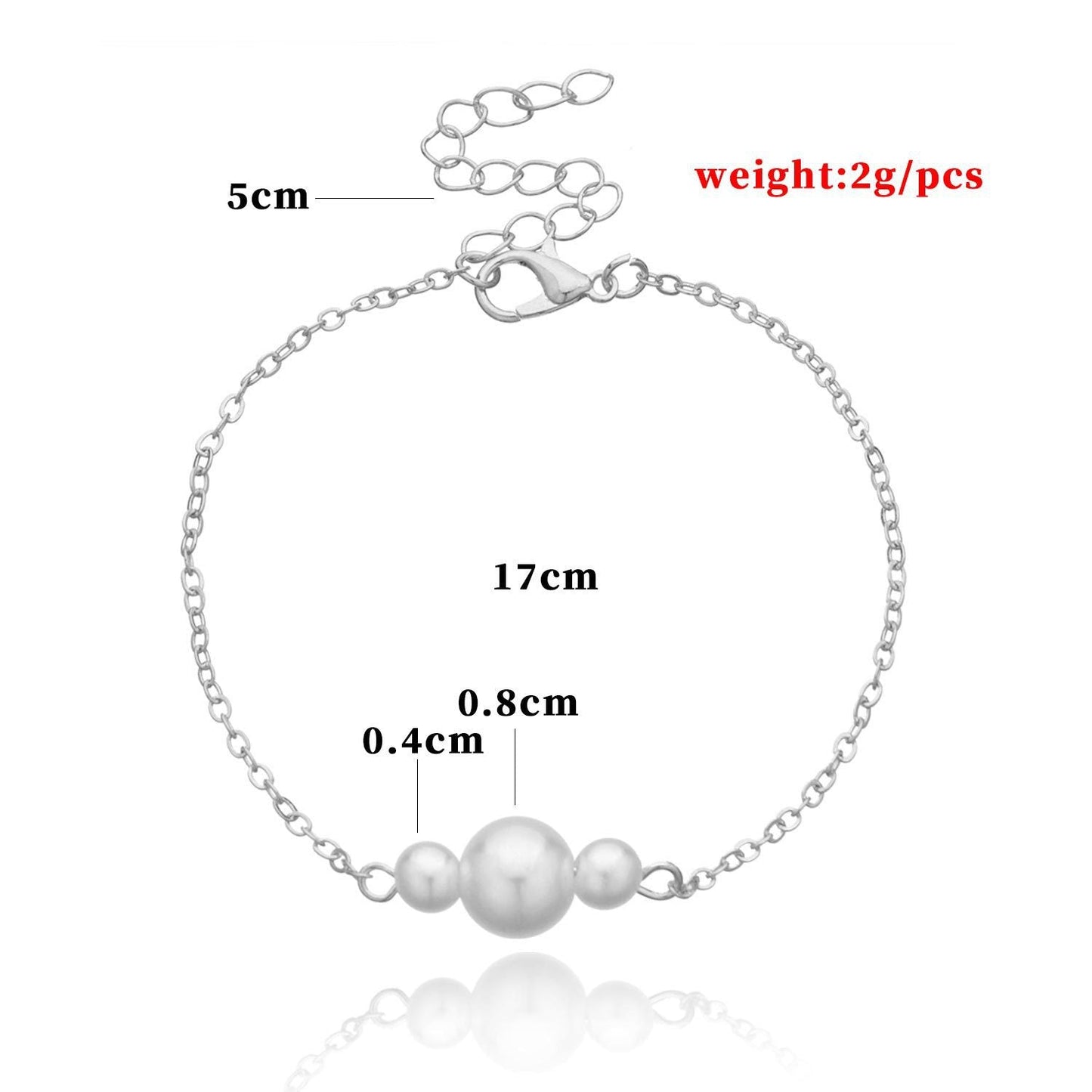 Elegant Dainty Three Pearl Chain Bracelet