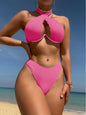 Solid Color Multi Color Sexy Quality Bikini Strappy Two Piece Set