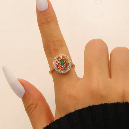 Luxury Oval Zircon Inlaid Ring French Vintage Elegant Dainty Index Finger Ring