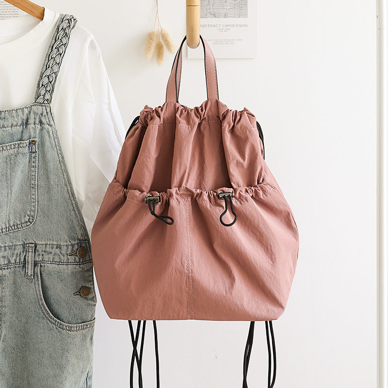 Casual Versatile Drawstring Bucket Bag for Female - Textured Nylon Backpack, Lightweight & Portable Travel Companion (Copy)