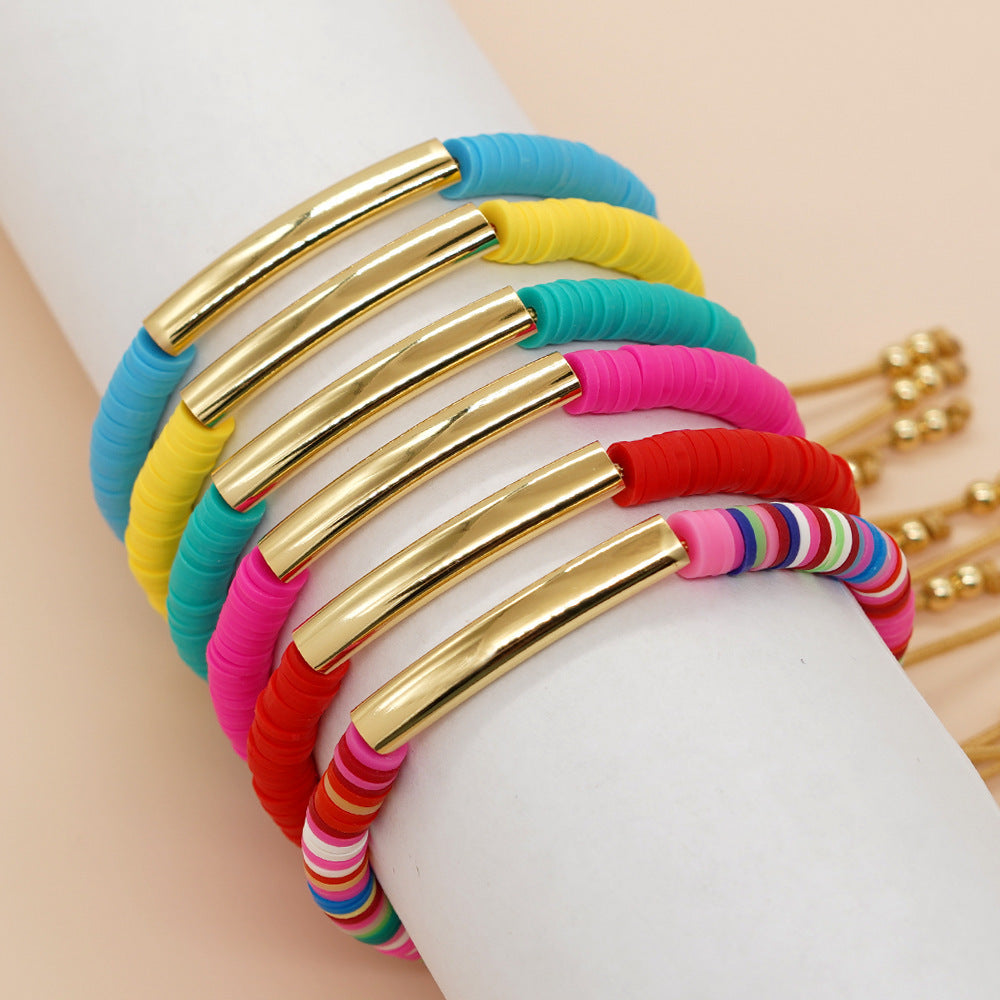 Polymer Clay Beads Bracelet Stretch Rope