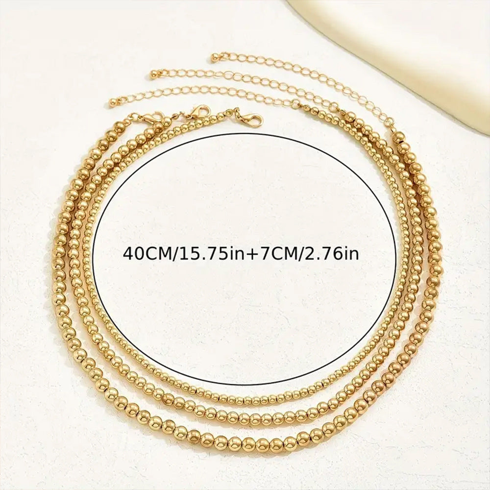 3Pcs Stackable Beaded Necklace for Women