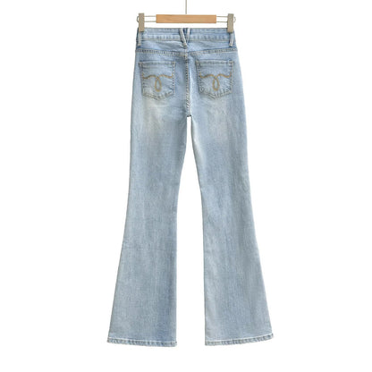 Women's Light Blue High Waist Slim Fit Bootcut Jeans