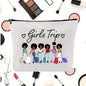Linen printed cosmetic bag, cosmetic lipstick storage bag, small simple zipper evening clutch bag,