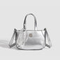 Metallic small tote bag, small handbag ladies, fashionable silver square bag, versatile shoulder Crossbody bag