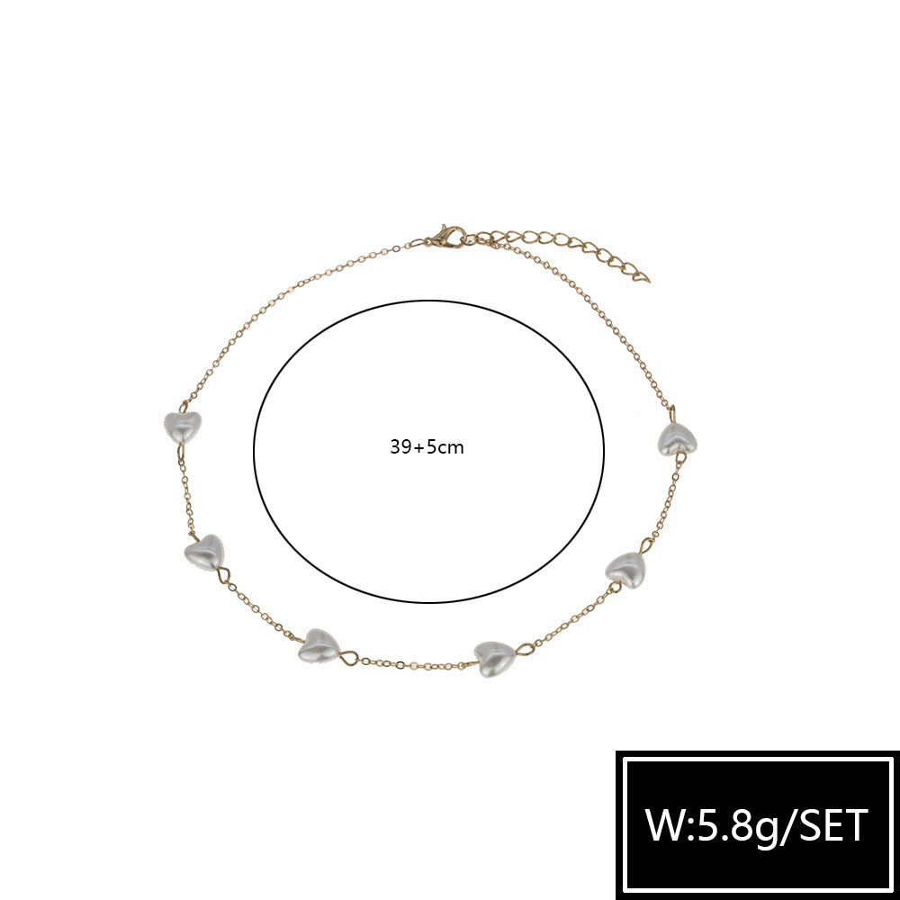 Gothic Baroque Pearl Heart Choker Necklace