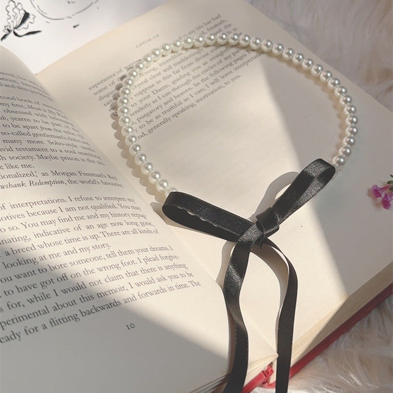 Party Jewelry Long Black Ribbon Choker Necklace for Women
