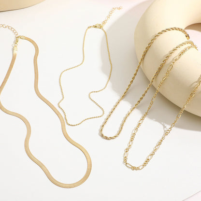 5-in-1 Layered Gold Necklace Set - Tarnish-Free 14k Gold Plated Chunky Chain Stack for Women