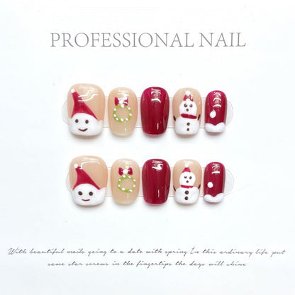 Christmas Collection Merry Christmas Heavy Industry Handmade Nail Art Long Short Fake Nails
