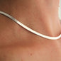 14K Gold Plated Herringbone Choker Necklace - Dainty Thin Snake Chain Layered Jewelry for Women