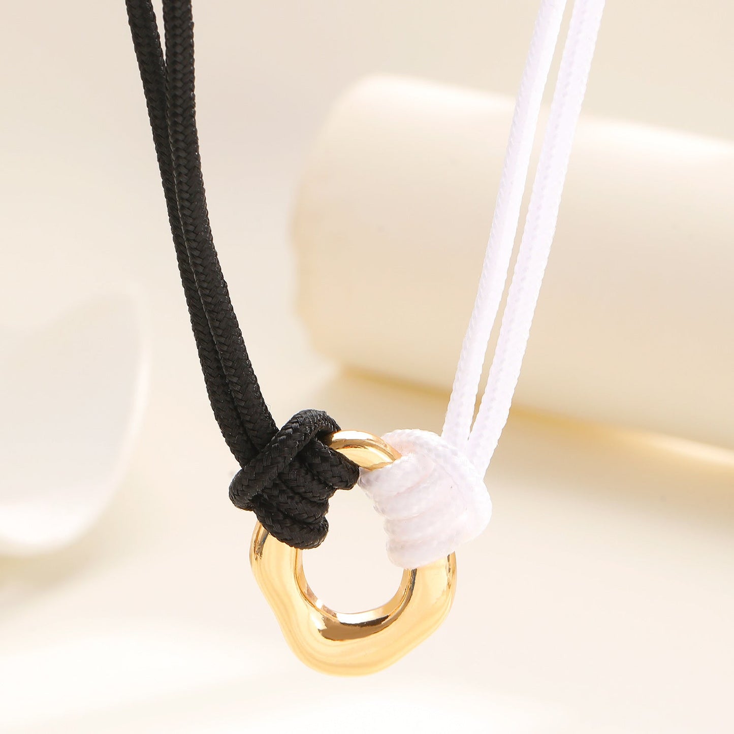 Vintage Round Rope Handmade Knot Choker Geometric Pendant