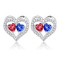 Sterling Silver Birthstone Heart Earrings new