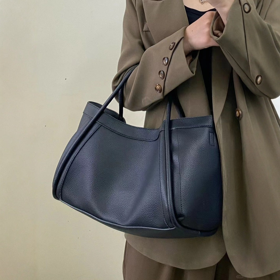 Large capacity top handle bag, casual minimalist popular versatile tote purse, retro commuter tote bag, shoulder bag with crossbody strap