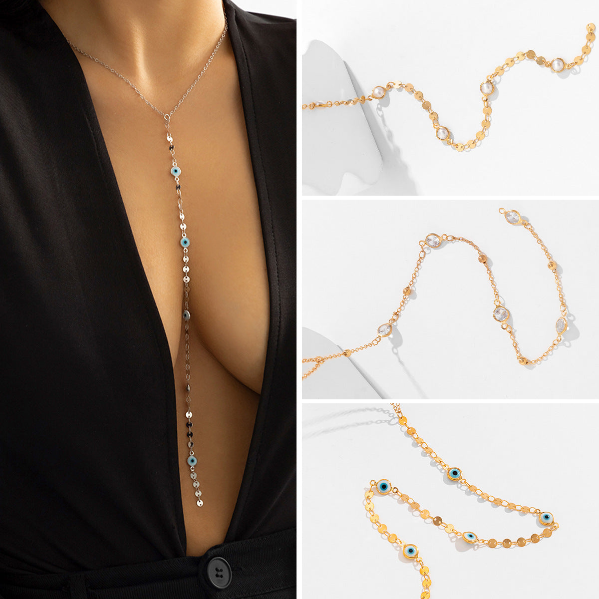 Crystal Stone Long Tassel Necklaces for Women