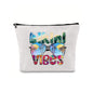 Linen printed cosmetic bag, cosmetic lipstick storage bag, small simple zipper evening clutch bag,