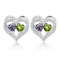 Sterling Silver Birthstone Heart Earrings new