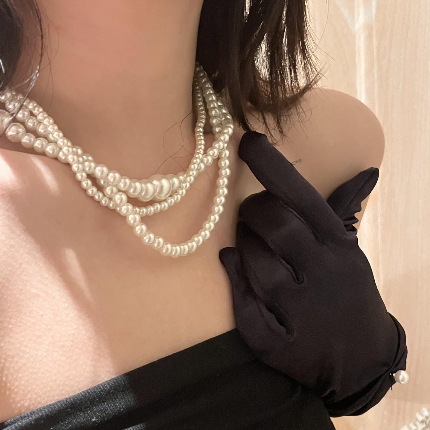 Retro Twisted Link Pearl Choker Dainty Vintage Necklace