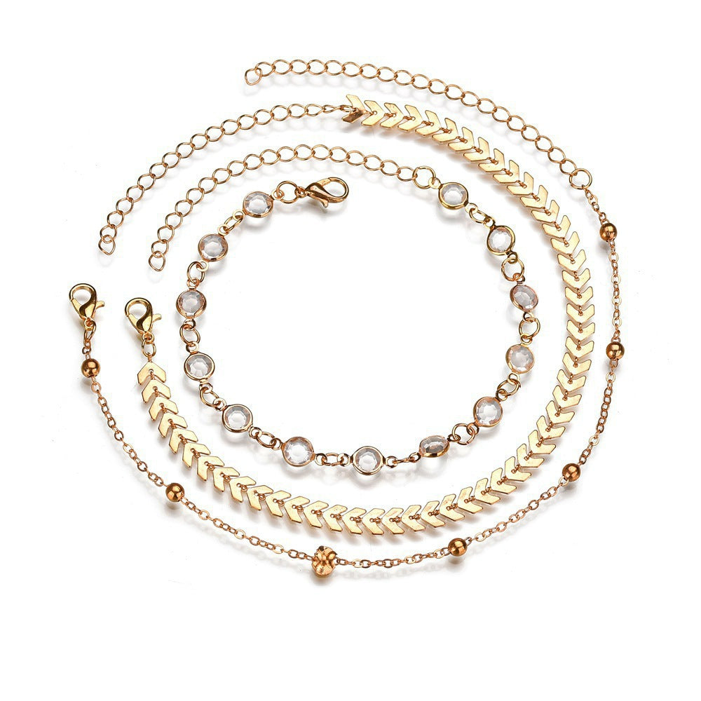 Crystal Anklet Set Simple Ankle for Women