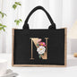 Cotton and linen canvas tote bag, printed letter tote bag, portable light handbag, gift shopping bag