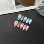 Hot-selling 3D three-dimensional engraved almond nail two-color shell French smudge removable nail piece