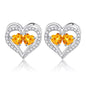 Sterling Silver Birthstone Heart Earrings new