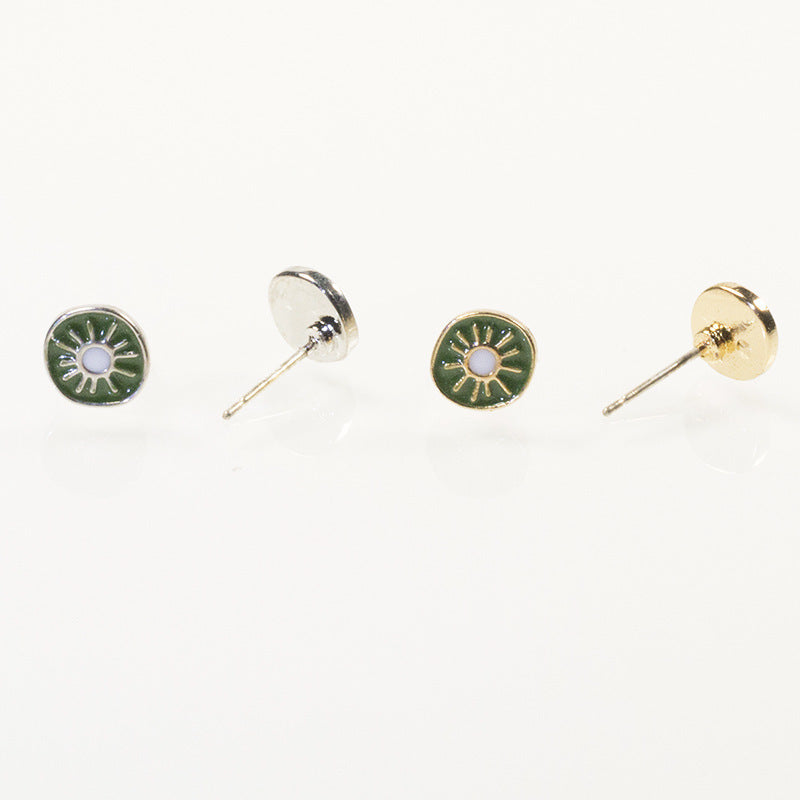 Enamel kiwi MIni Stud Earring