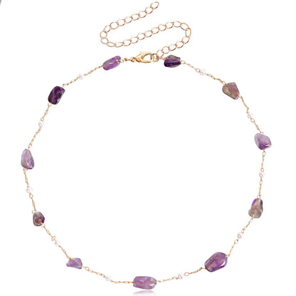 Beach Colorful Natural Irregular Stone Necklace