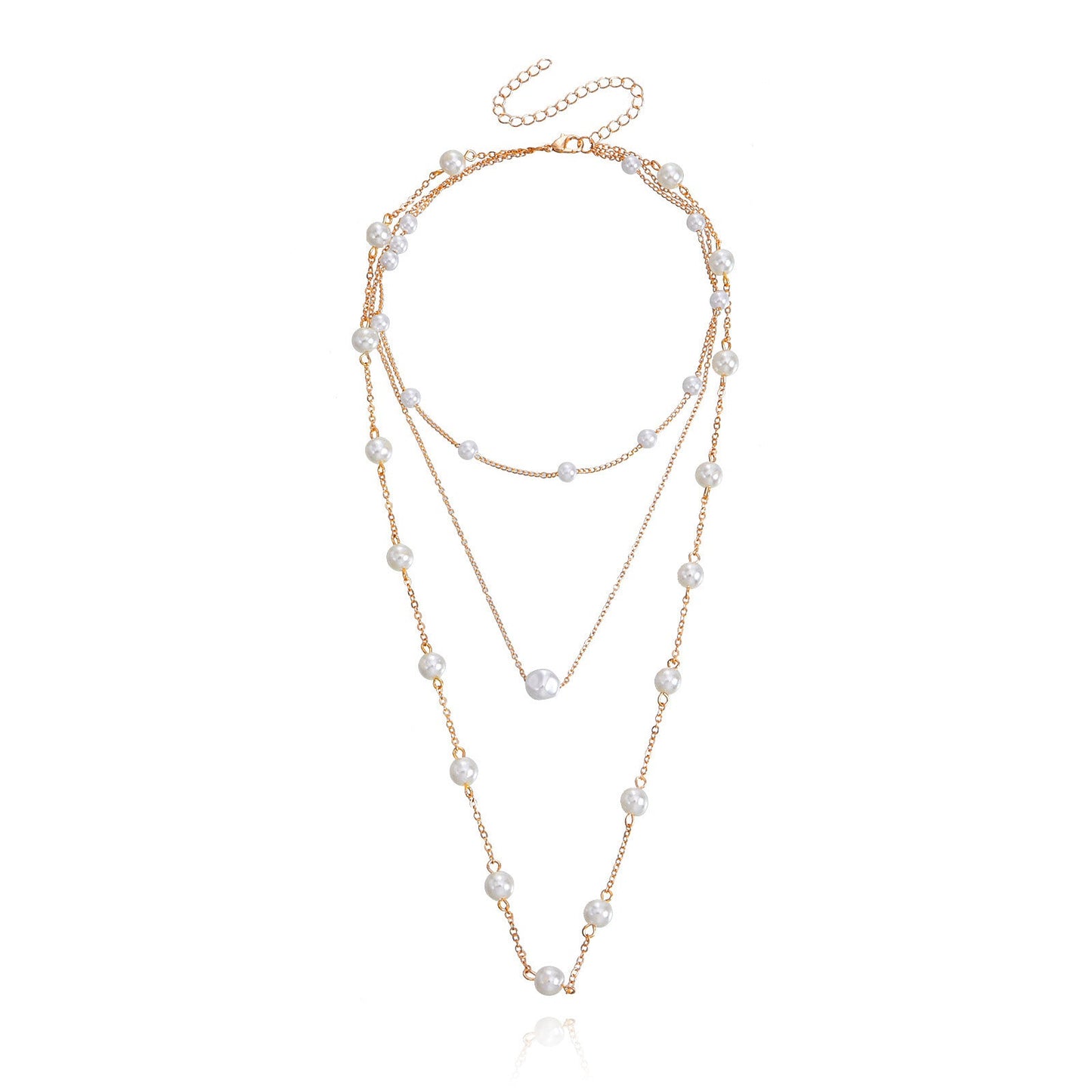 Women Layered Pearl Beads Necklace