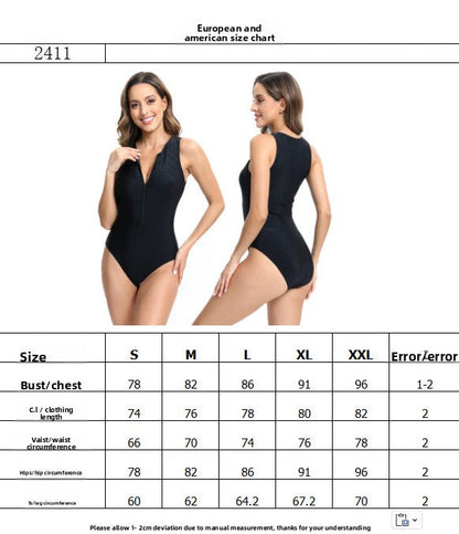 Triangle one-piece swimsuit women's black sexy seaside vacation plus size belly cover racing swimsuit sports fitness surfing suit
