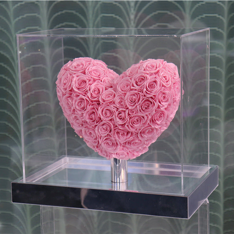 FLIPSTYLEZ LLC. Eternal Heart Preserved Red Hydrangea & Rose Mirror Box | Luxury Dried Flower Gift for Anniversary & Valentines